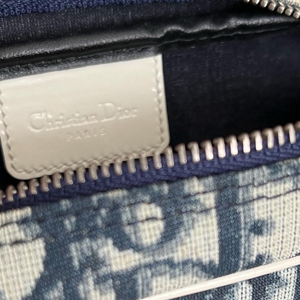 Christian Dior Y2K Trotter 1 Cosmetic Navy,White Pouch PNC Rare Oblique EUC - Picture 8 of 11